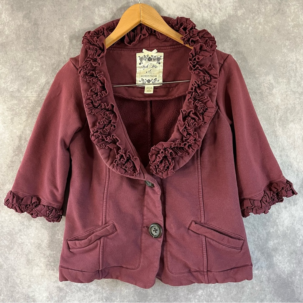 Nick & Mo Jacket Womens Medium Purple For Nordstorm Two Button Fleece Lined Coat